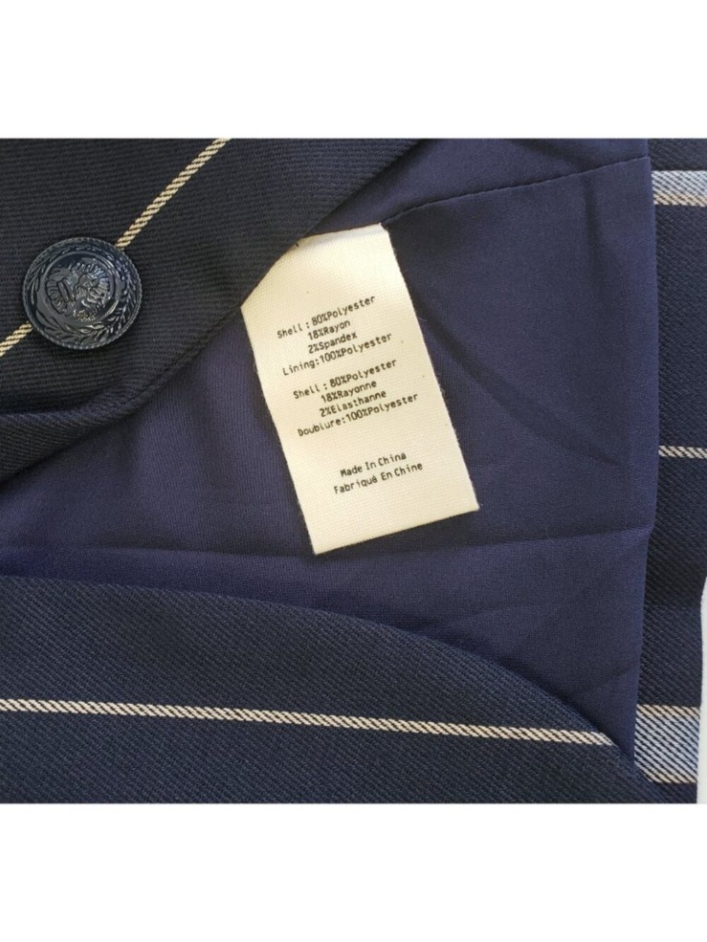L'AGENCE Clementine Women's Striped Blazer Peak Lapel Jacket Navy Blue Size 4 - Picture 8 of 9